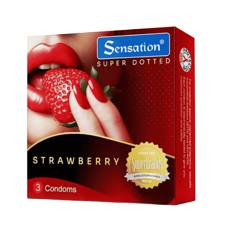 Sensation Super Dotted Scented Strawberry Condom 3's Pack